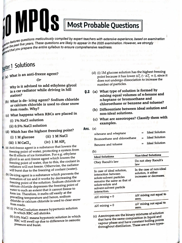 50 Most Probable Questions of Chemistry | PDF