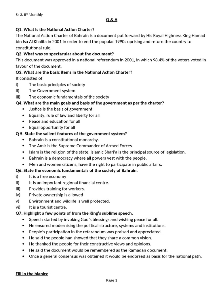 Bahrain's National Action Charter Overview | PDF | Bahrain | Political ...