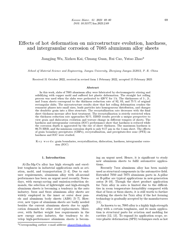 69-80 Effects of Hot Deformation On Microstructure Evolution Hardness ...