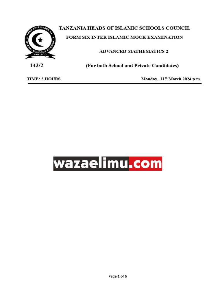 Grade 12 Advanced Mathematics Exam 2024 | PDF | Differential Geometry ...
