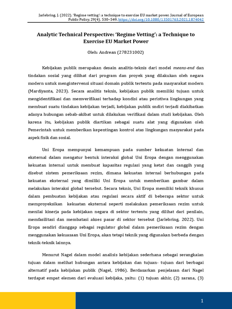 Analytic Technical Perspective Regime Vetting' A Technique To Exercise ...