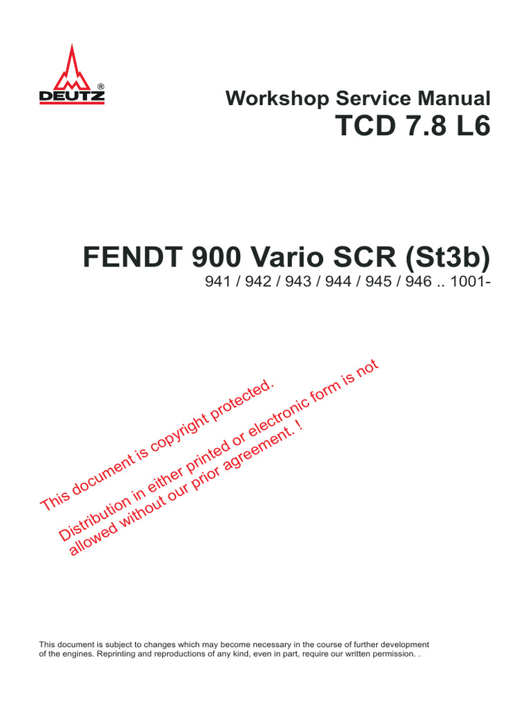 説明文 FENDT_900_VarioSCR_WSM_DEUTZ_TCD_7.8_L6 | PDF | Screw
