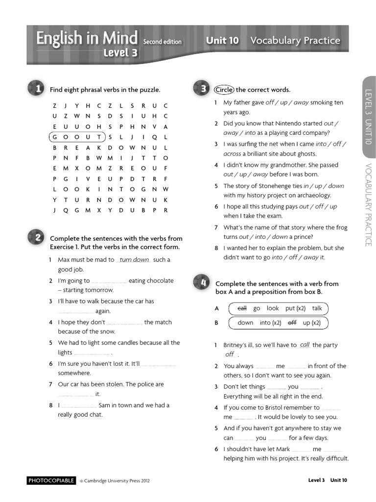 Level 3 Vocabulary Practice Unit 10 | PDF | Language Mechanics | Languages