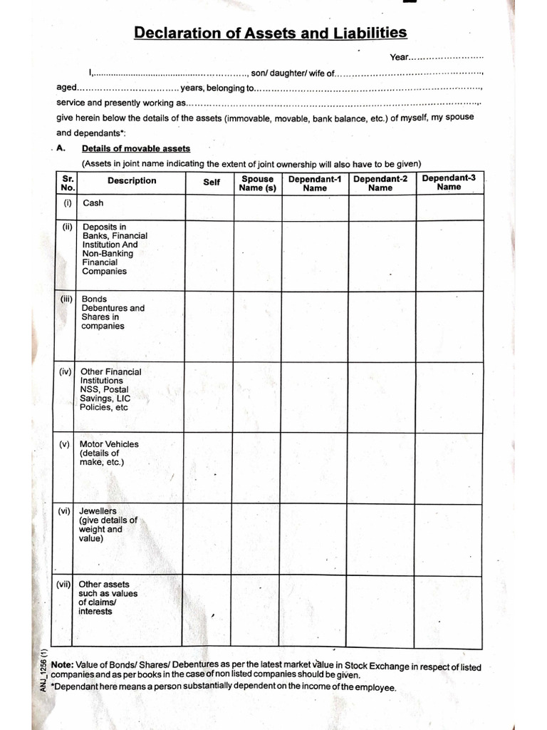 Assets Form | PDF