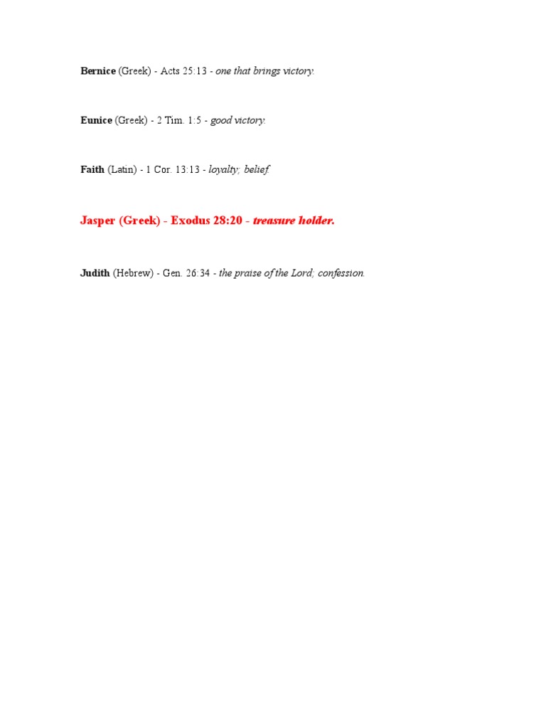 Biblical Names and Their Meanings | PDF