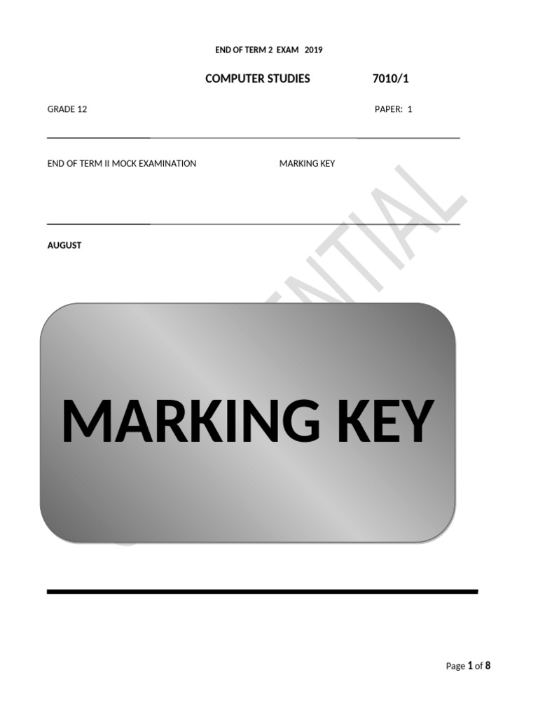 2019 Grade 12 Computer Studies Exam Key | PDF | Analog To Digital ...
