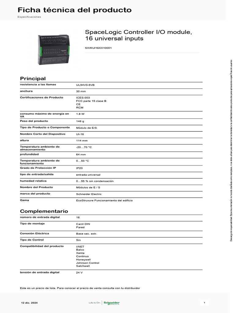 Schneider Electric_SpaceLogic-Central-I-O-Module_SXWUI16XX10001 | PDF ...