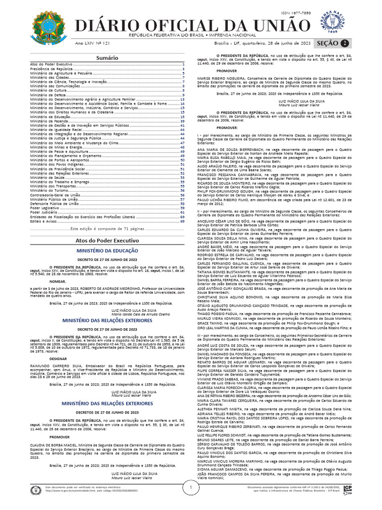 Atos do Poder Executivo - Junho 2023 | PDF | Ministério (departamento ...