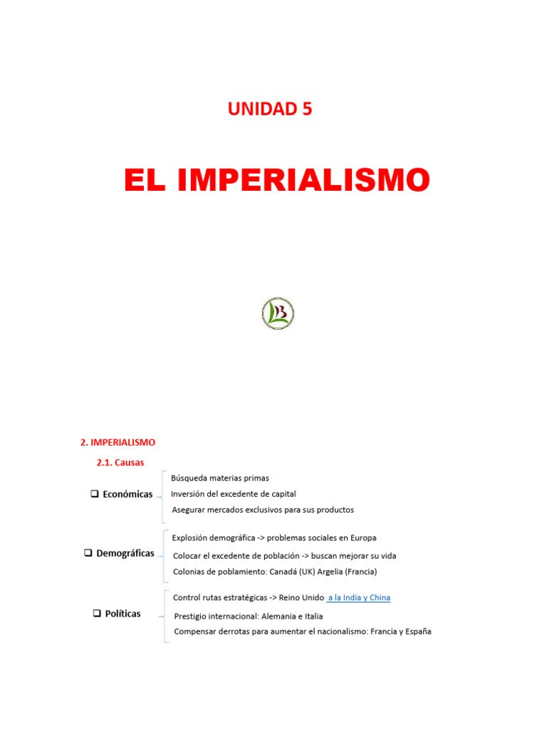 Causas y Consecuencias del Imperialismo | PDF | Colonialismo | Imperialismo
