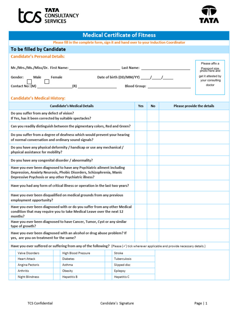 Pre Employment Medical Declaration Form | PDF | Mental Disorder | Psychosis