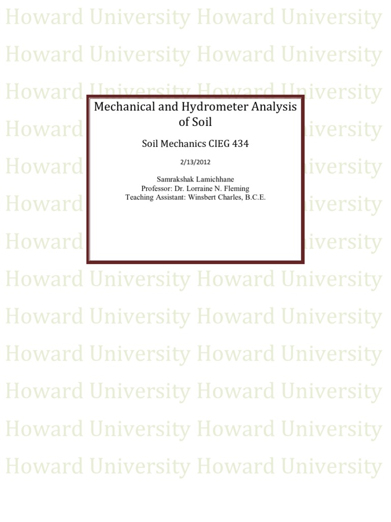 Analysis of Soil Particles Through Mechanical Sieving and Hydrometer