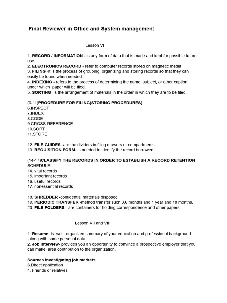 Office Management and Filing Procedures | PDF | Motivation | Motivational