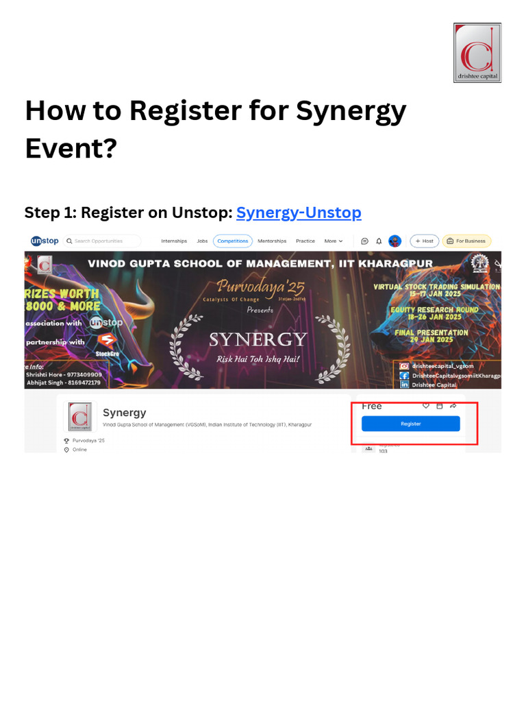 How to Register for Synergy Event | PDF