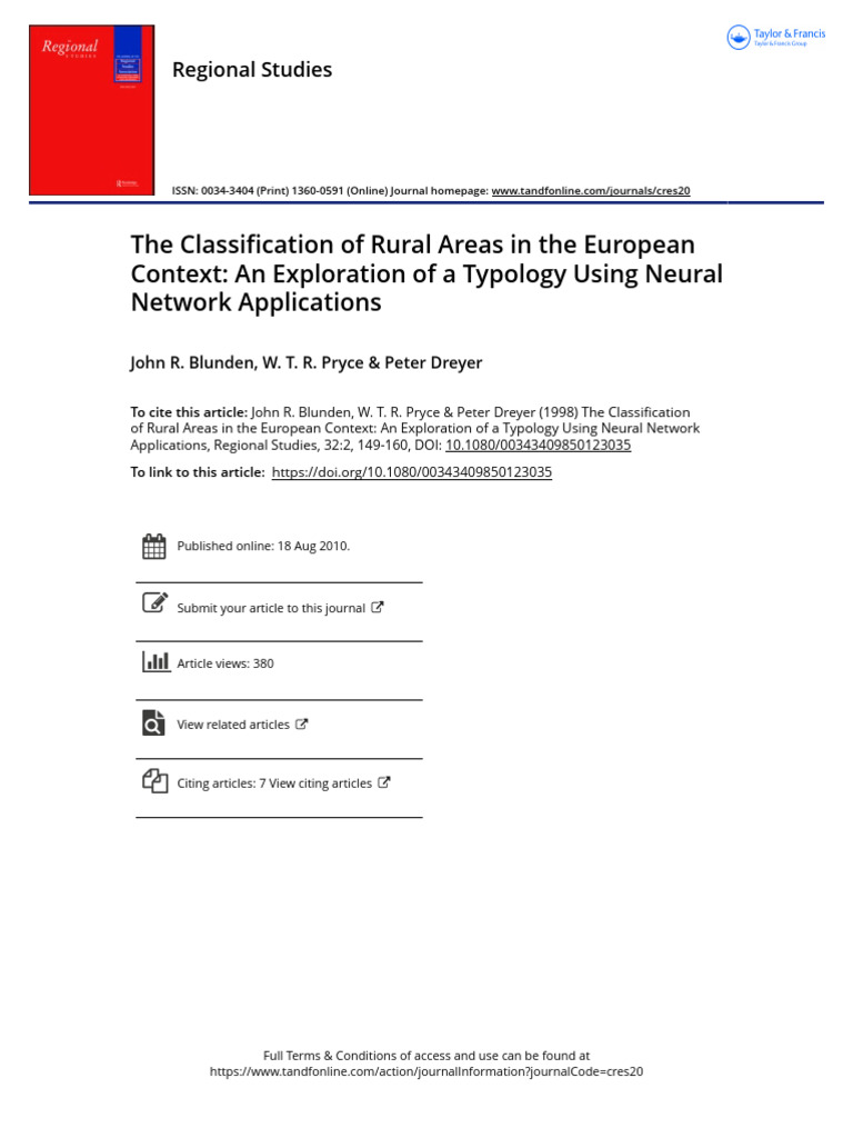 The Classification of Rural Areas in The European Context An ...