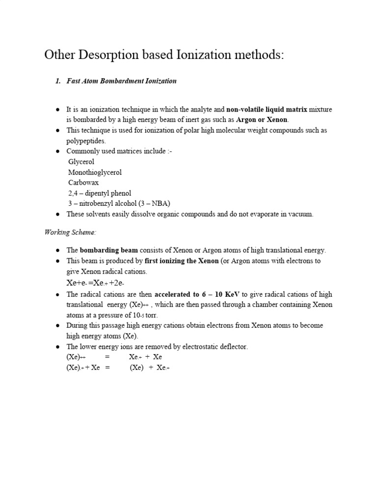 Desorption Ionization Techniques Overview | PDF | Mass Spectrometry | Ion