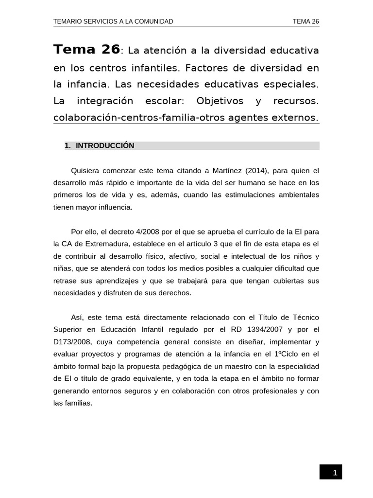 Atención a la Diversidad en Educación Infantil | PDF