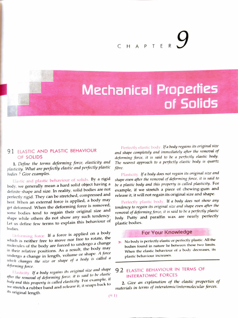 Ch9 Mechanical Properties of Solids | PDF | Elasticity (Physics ...