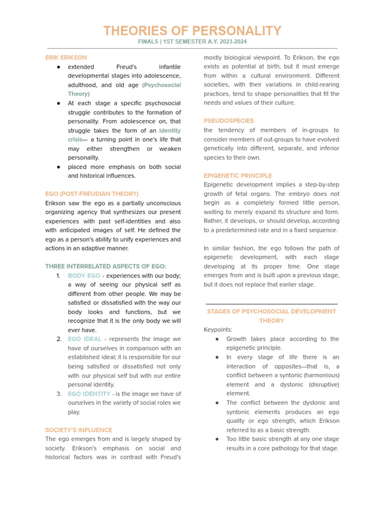 Erikson's Psychosocial Development Theory | PDF | Self Actualization ...
