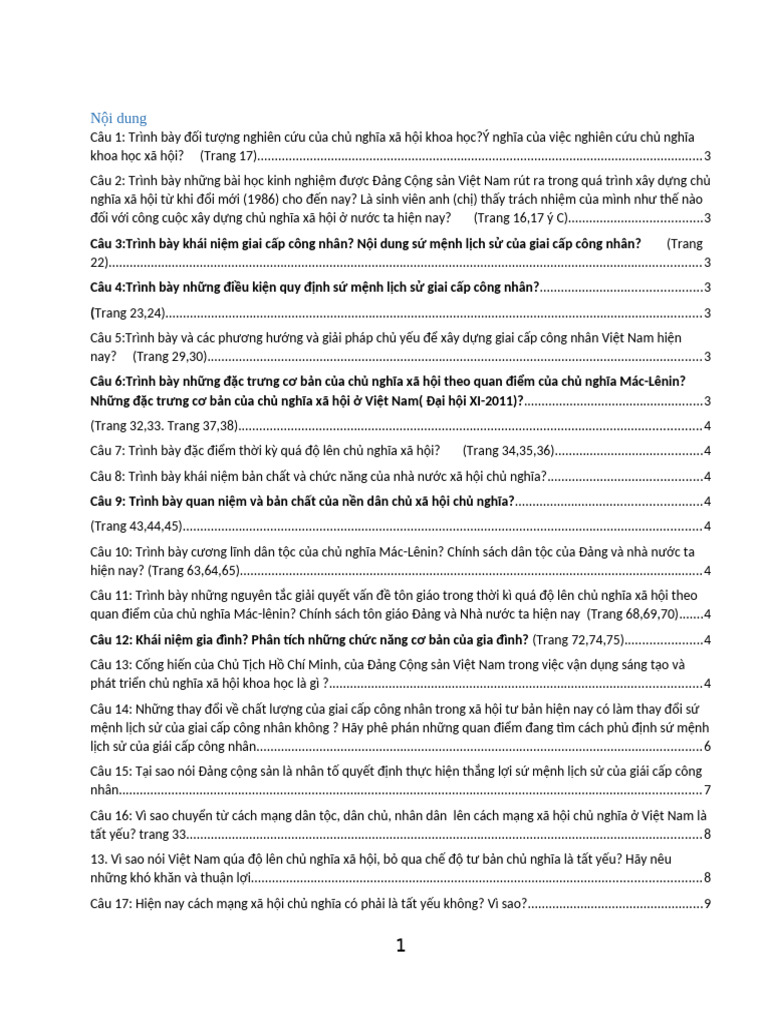 Đề cương - Liên hệ CNXH final TCong gửi | PDF