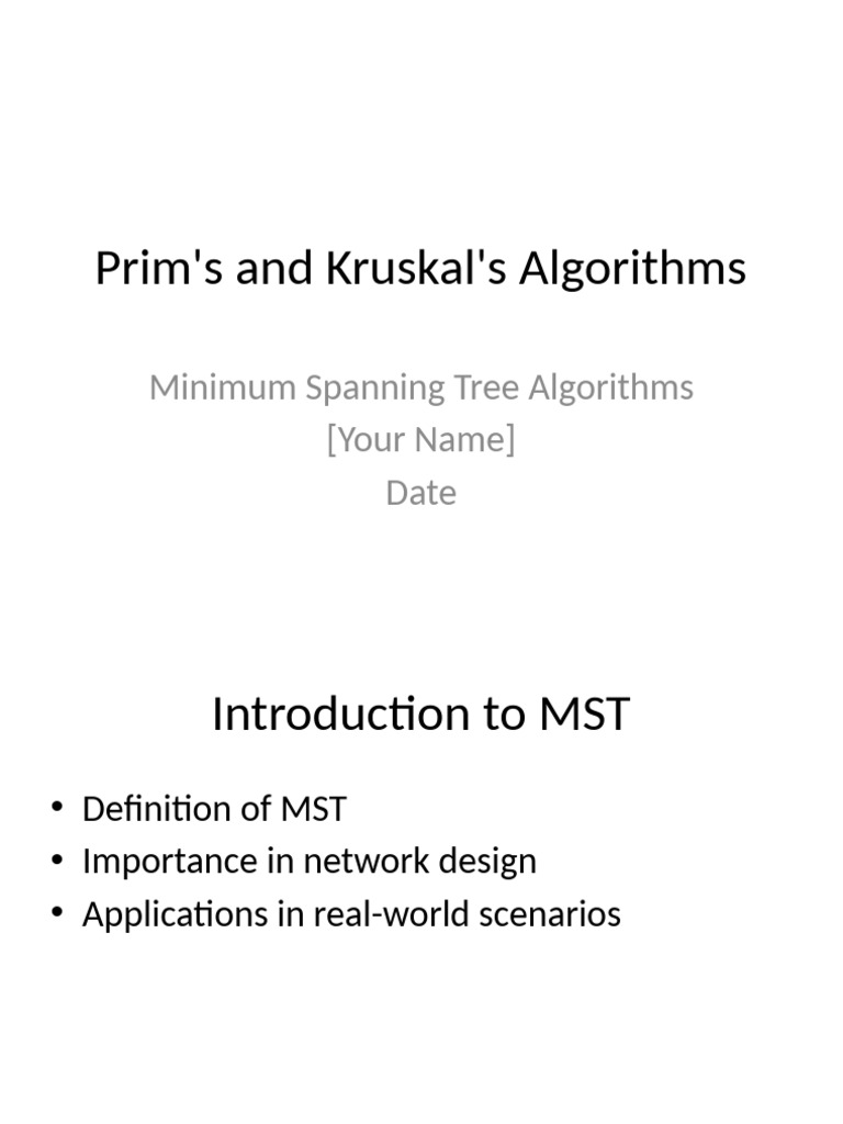 Prims and Kruskals Algorithms Presentation | PDF