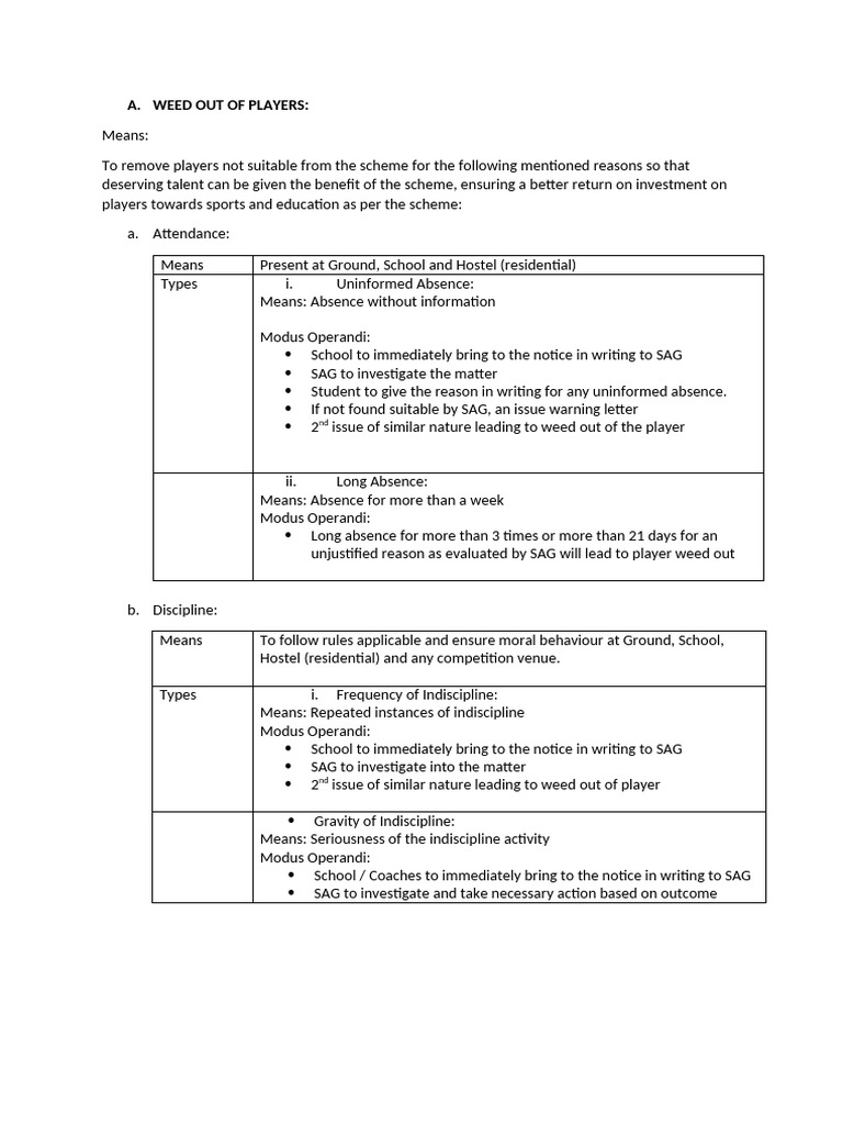 Weedout and transfer sop pdf