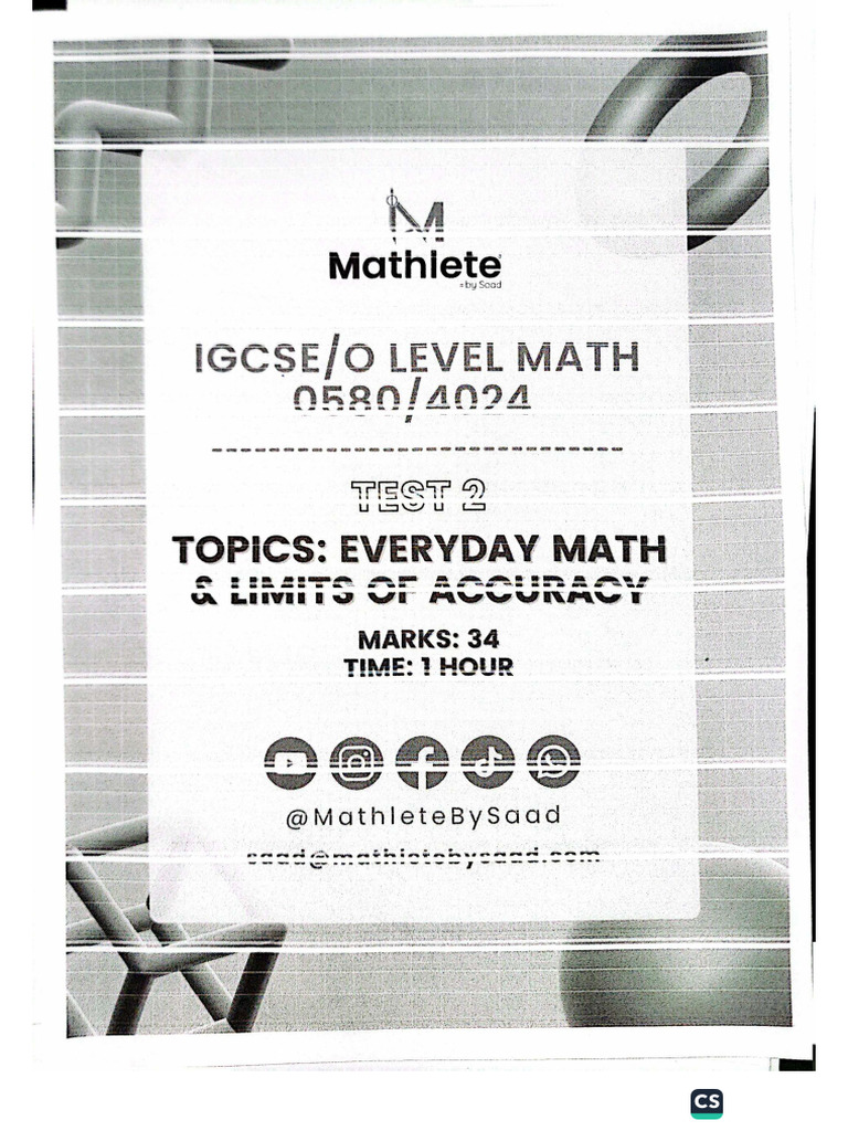 Maths Test 2 | PDF