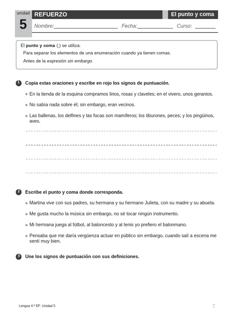 Lengua Punto y Coma | PDF