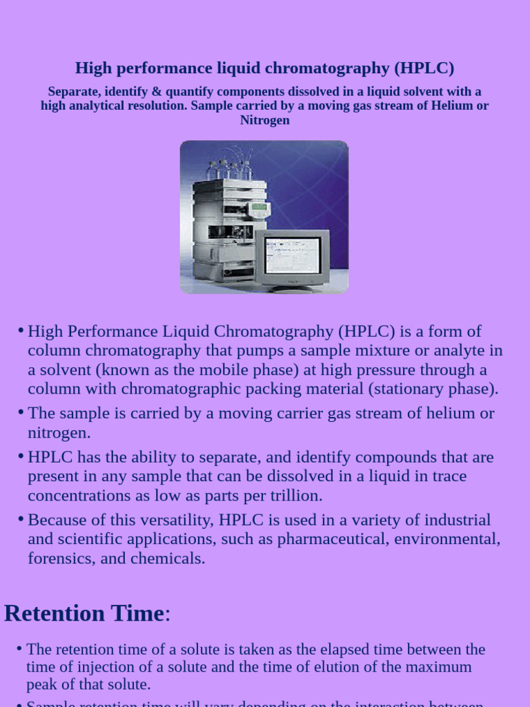 HPLC | PDF | High Performance Liquid Chromatography | Chromatography