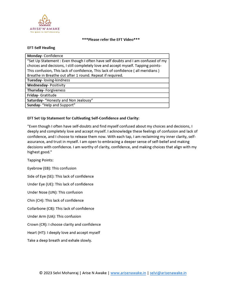 Eft Techniques For Self Improvement Pdf Forgiveness Gratitude