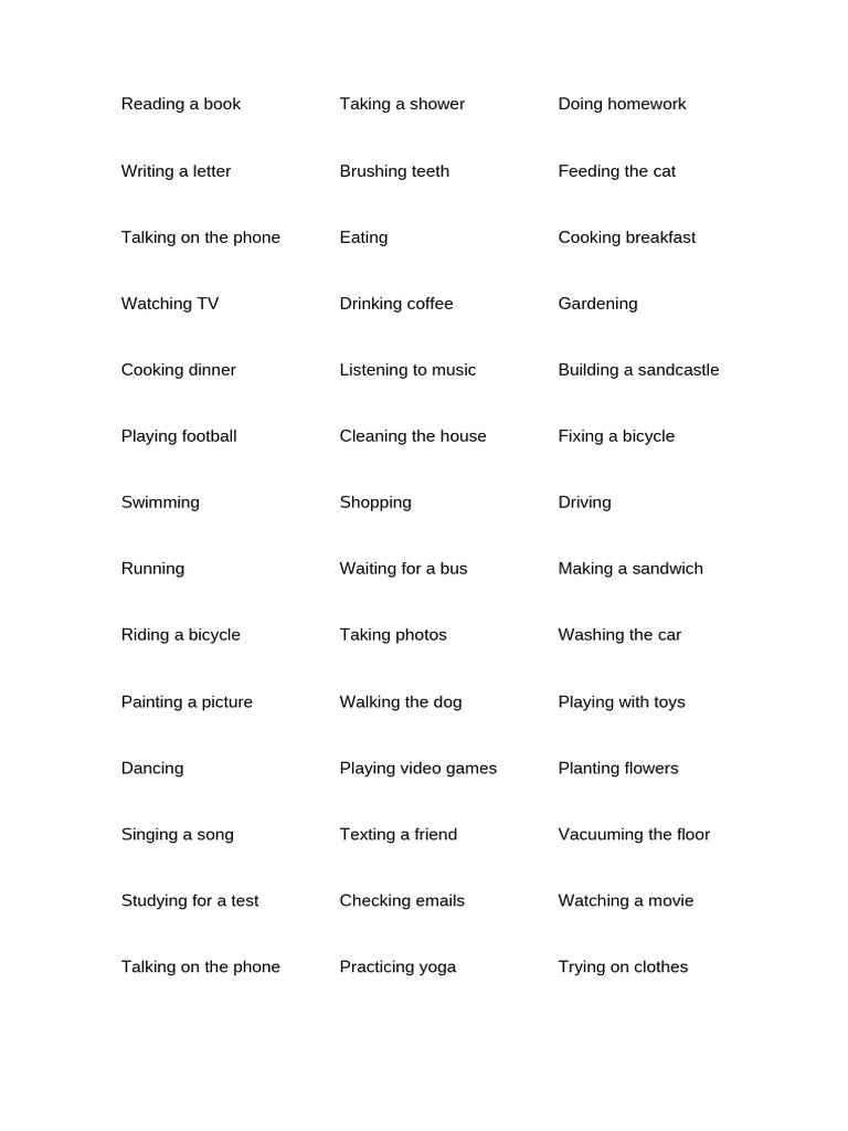 Everyday Activities and Hobbies List | PDF