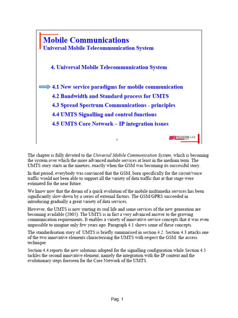 UMTS: Advancements in Mobile Communication | PDF | Computer Network ...