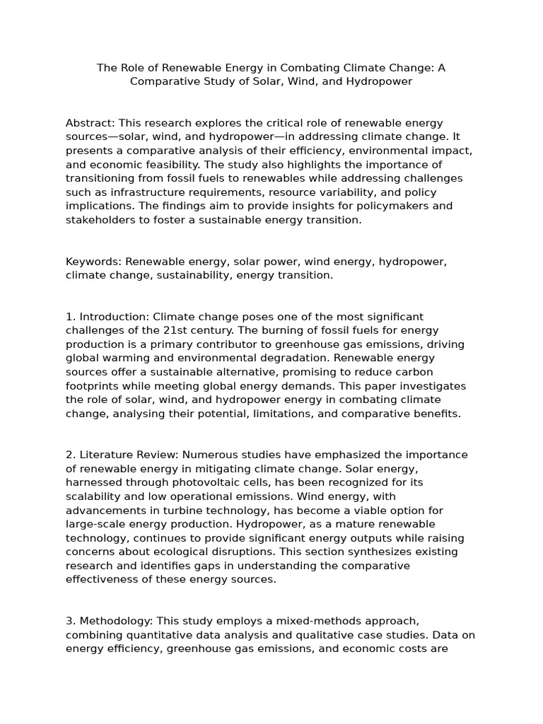 Renewable Energy's Impact on Climate Change | PDF | Renewable Energy ...
