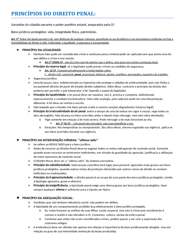 Princípios Fundamentais do Direito Penal | PDF | Crimes | Crime e Violência