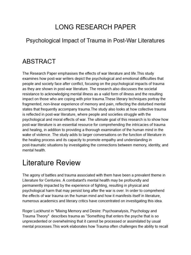 long rp | PDF | Psychological Trauma | Psychology