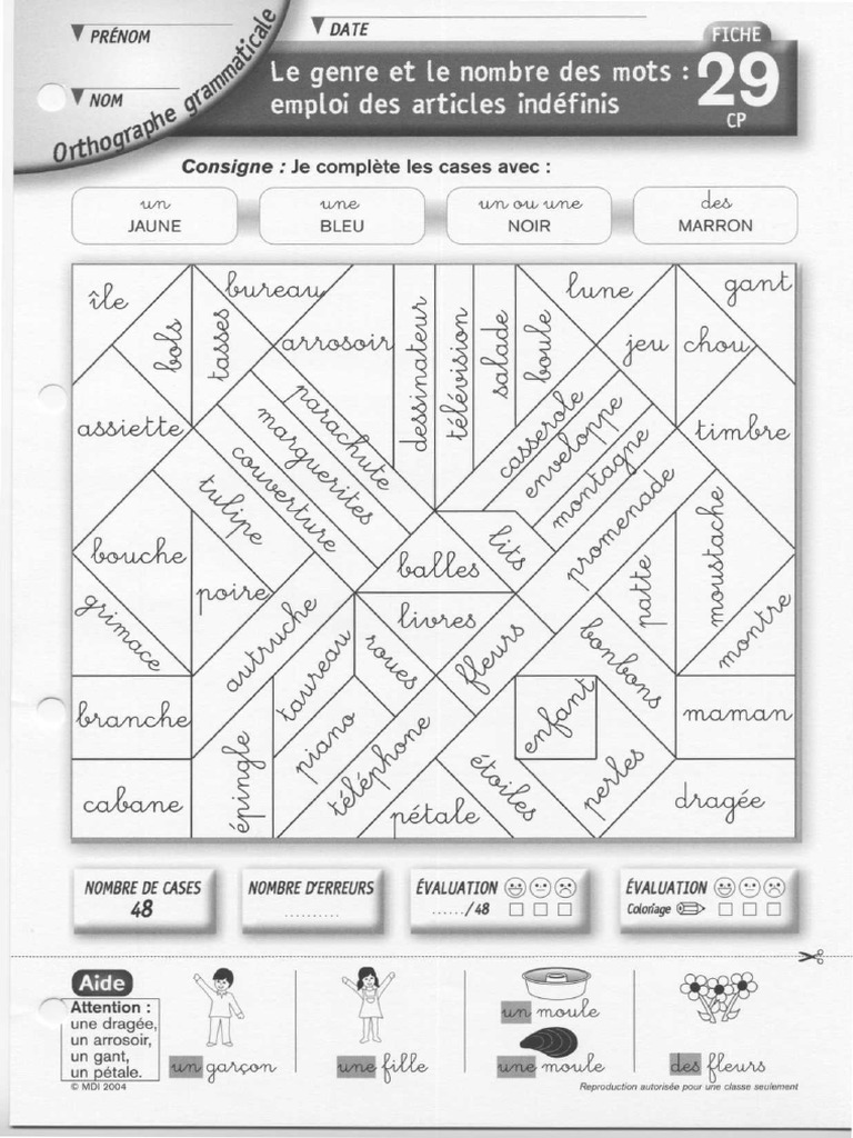 Coloriage Magique LECTURE CP 29 Genre Nombre | PDF