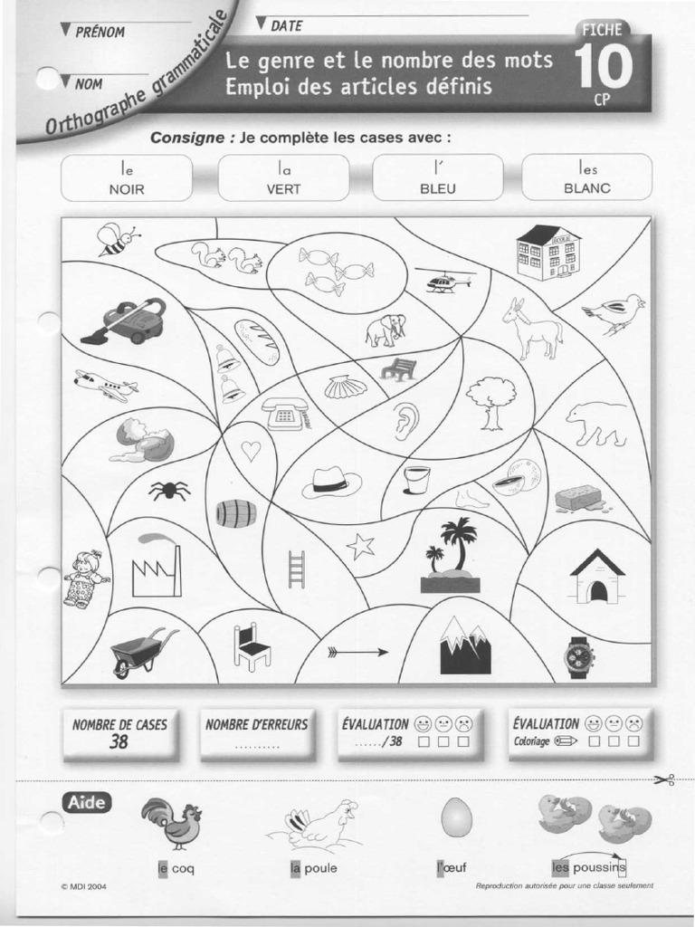 Coloriage Magique LECTURE CP 10 Genre Nombre Article Defini | PDF
