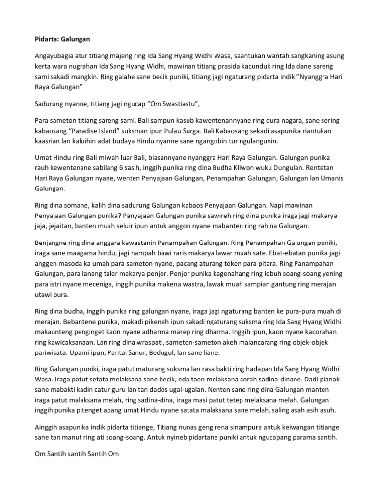 Contoh Pidato Bahasa Bali Singkat Mudah