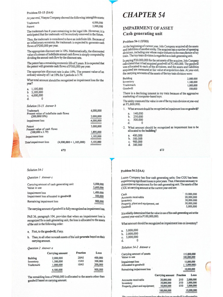 Chapter 54 - Impairment of Asset, Cash Generating Unit | PDF