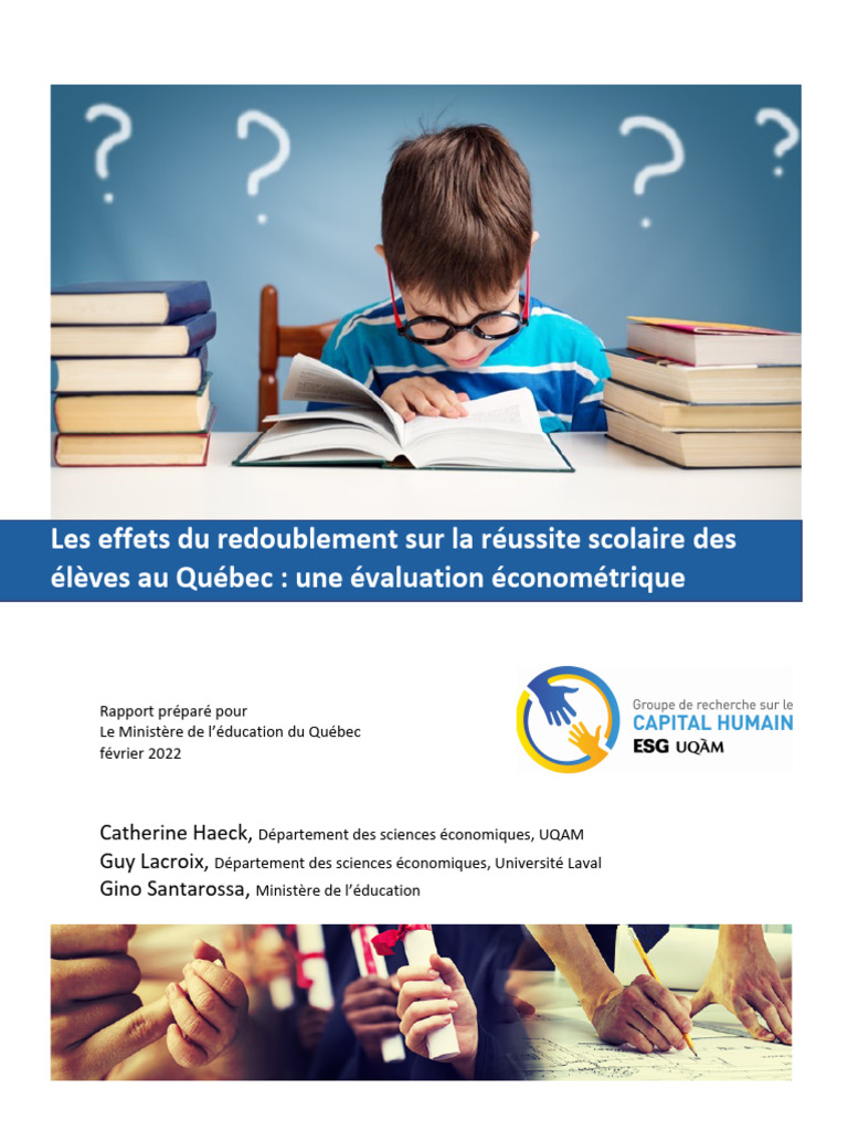 Impact du redoublement au primaire au Québec | PDF | Enseignement ...