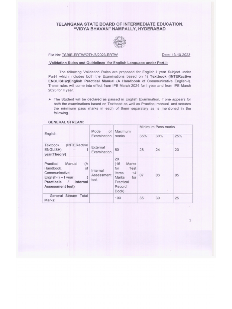 Validation Rules and Guidelines For English Language Under Part-I ...