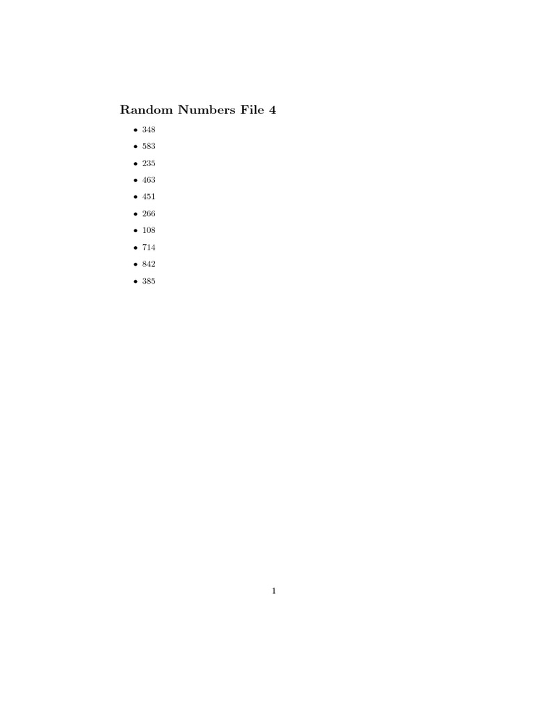 Random Numbers 4 | PDF