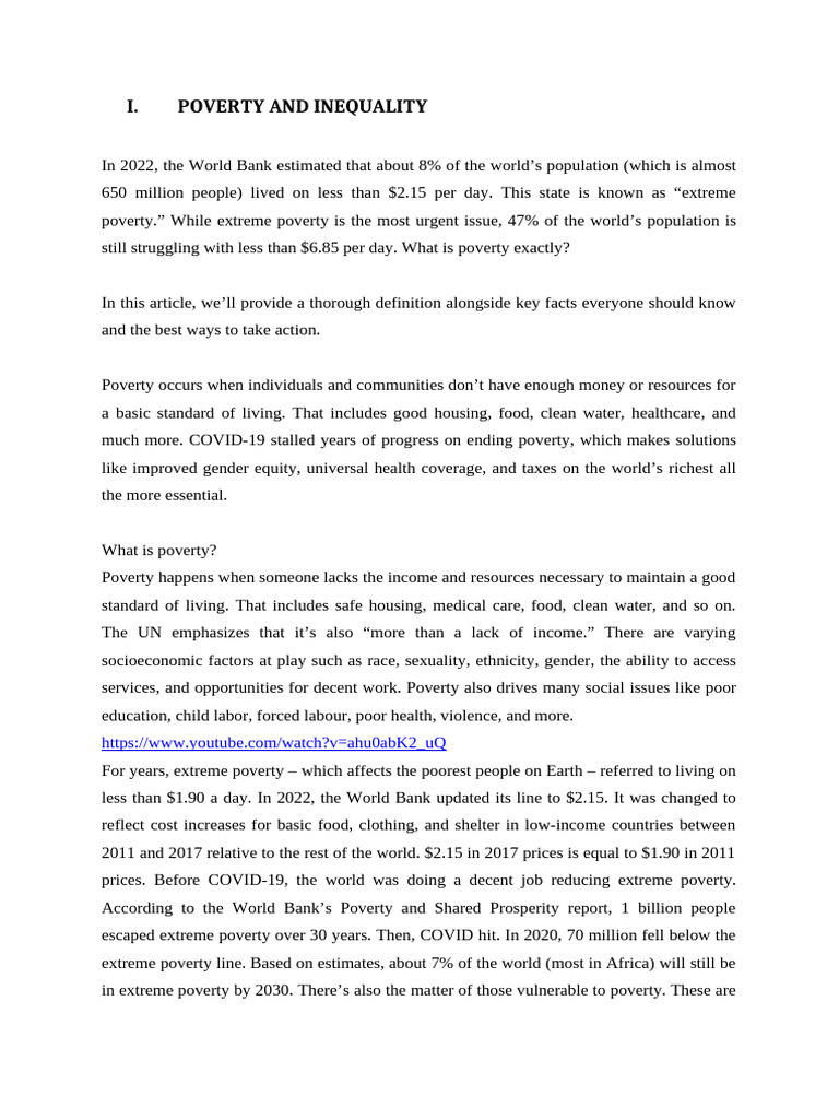 Understanding Global Poverty Issues | PDF | Cost Of Living | Economic ...