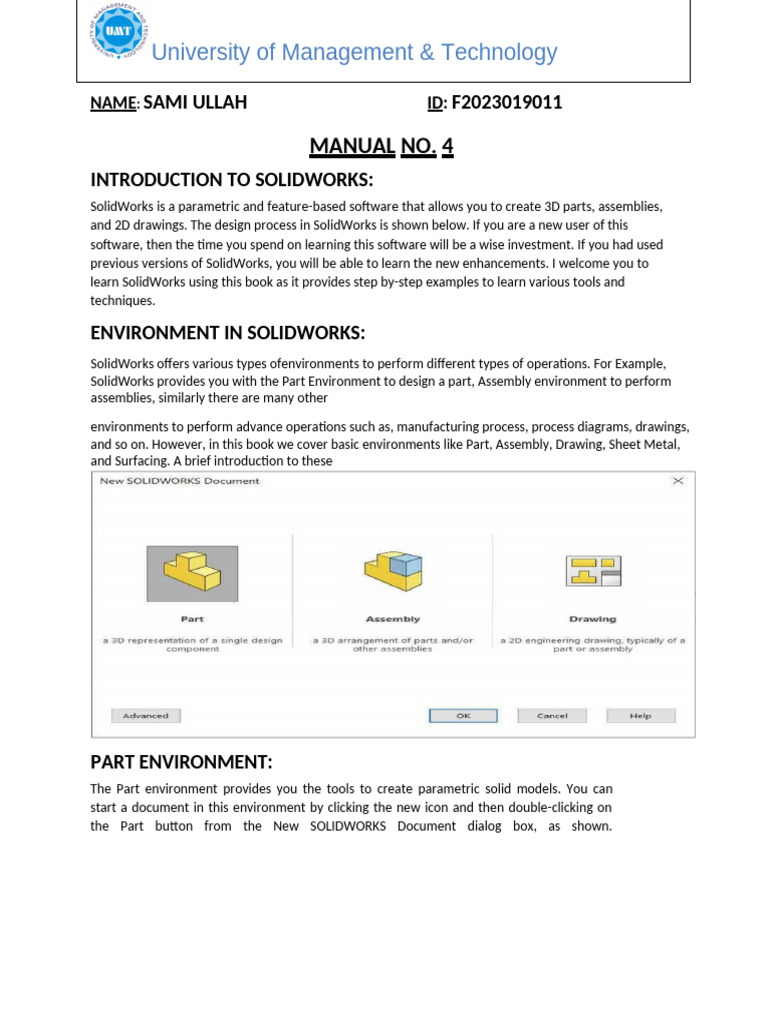 Introduction to SolidWorks Basics | PDF | Software