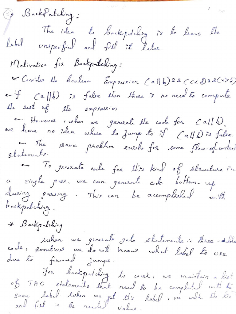 Backpatching question | PDF