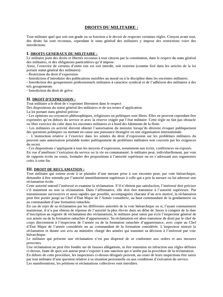 Droits et devoirs des militaires | PDF | Liberté d'expression ...