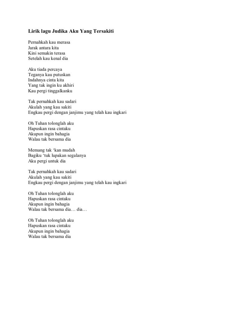 Lirik Lagu Judika Aku Yang Tersakiti Pdf