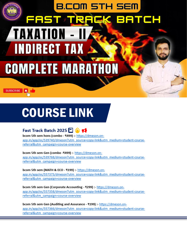 Bcom 5th Sem Taxation 2 Indirect Tax Complete Marathon Pdf