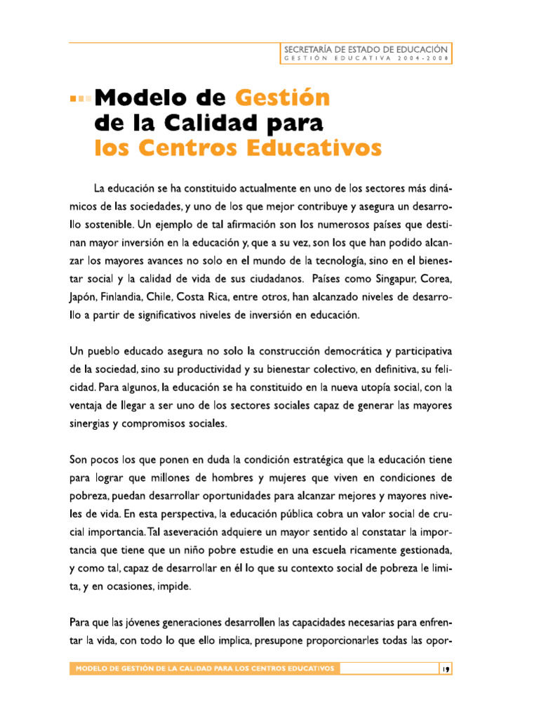 Modelo de Gestión de Calidad para Los Centros Educativos. | PDF