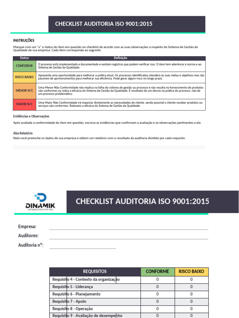 Checklist de Auditoria ISO 9001:2015 | PDF | Qualidade (negócios ...