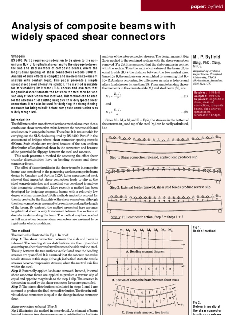 Analysis of Composite Beams Widely Spaced Connectors | PDF | Bending ...